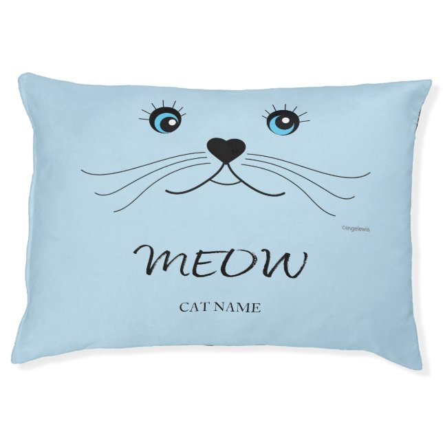 Cute Cat Face MEOW Personalized Cat Pet Bed (Front)