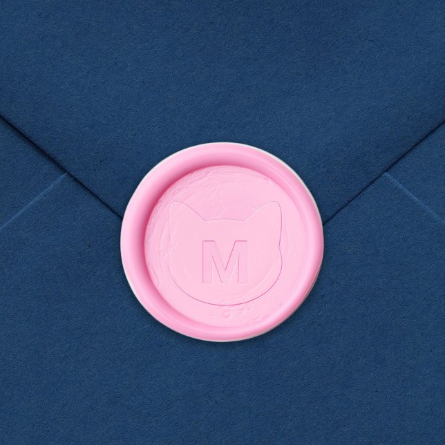 Cute Cat Face Monogram Wax Seal Sticker (Creator Uploaded)