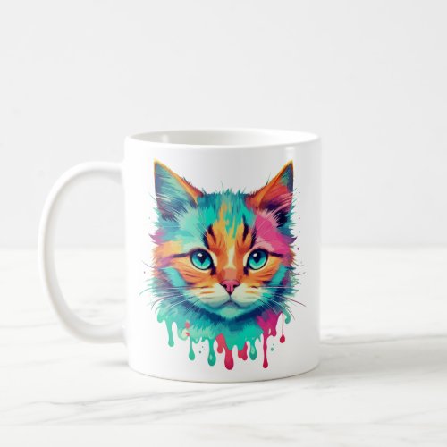 Cute Cat Face Multicolored Design  Coffee Mug