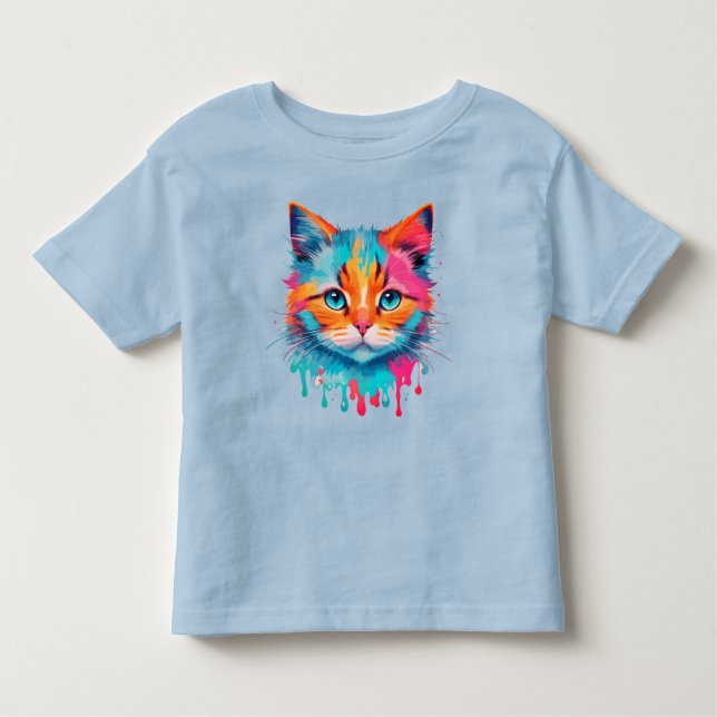 Cute Cat Face Multicolored Design  Toddler T-shirt (Front)
