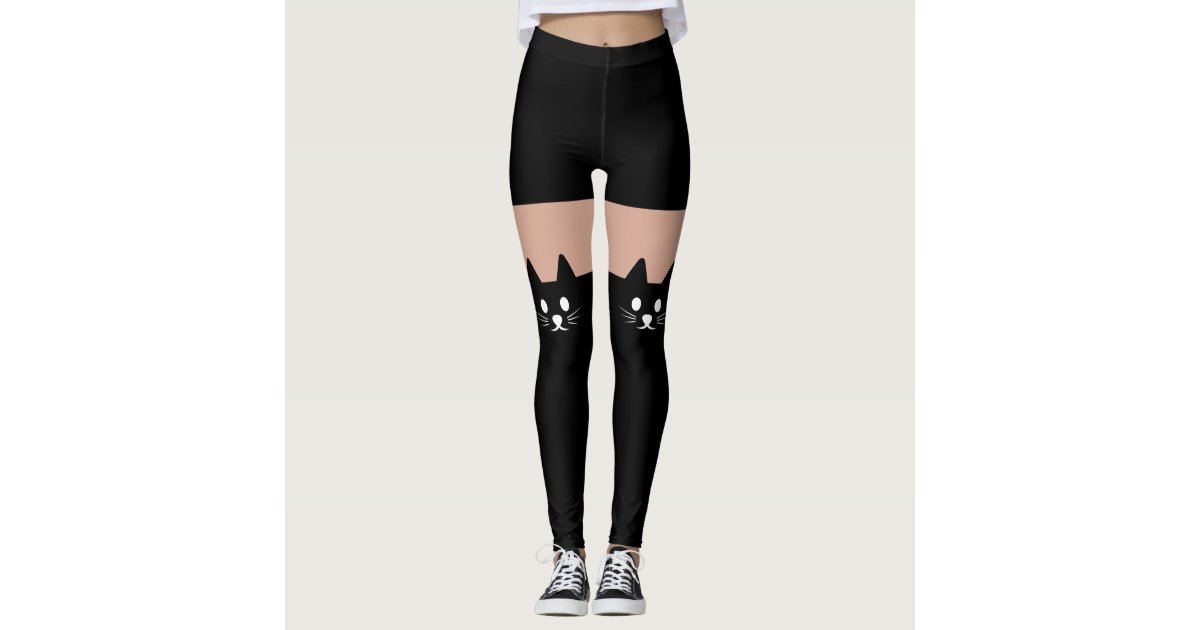 Cute Cat Face Novelty Fun Leggings Zazzle Com