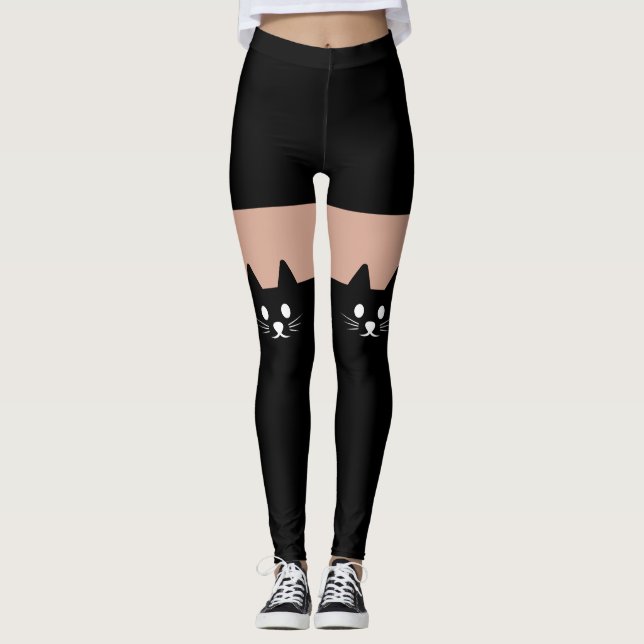 Cute Cat Face Novelty Fun Leggings (Front)