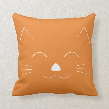 Cute Cat Face orange Throw Pillow