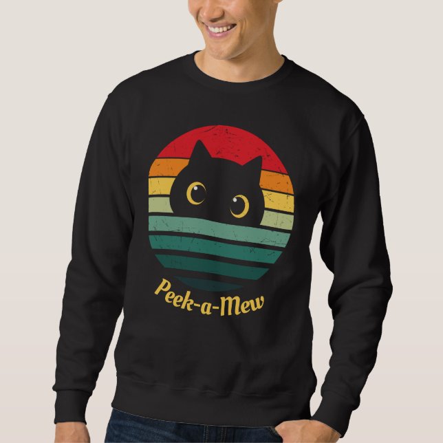 Cute Cat Face Peek a Mew Sweatshirt (Front)