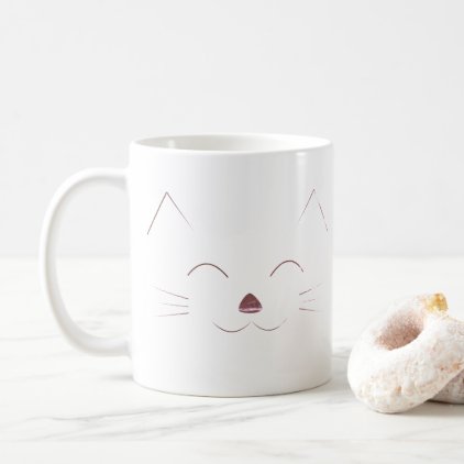 Cute Cat Face - pink Coffee Mug