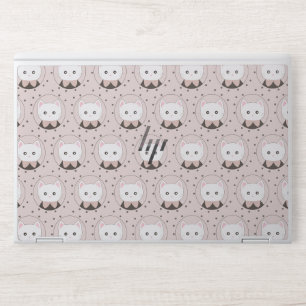 Cute Cat Face Pink Dotty Pattern HP Laptop Skin
