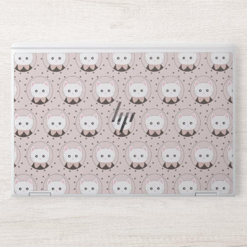 Cute Cat Face Pink Dotty Pattern HP Laptop Skin