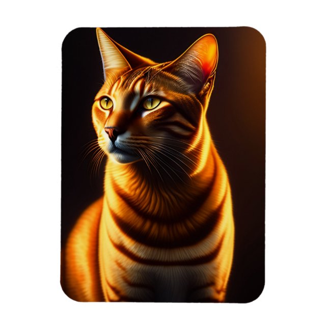 Cute Cat Face Portrait Painting Gift Magnet (Vertical)