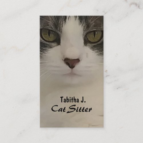 Cute Cat Face Print Cat Sitter Business Card