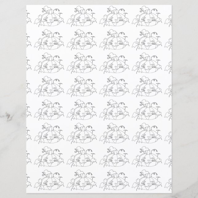 Cute Cat Face Pumpkins Halloween Scrapbook Paper (Front)