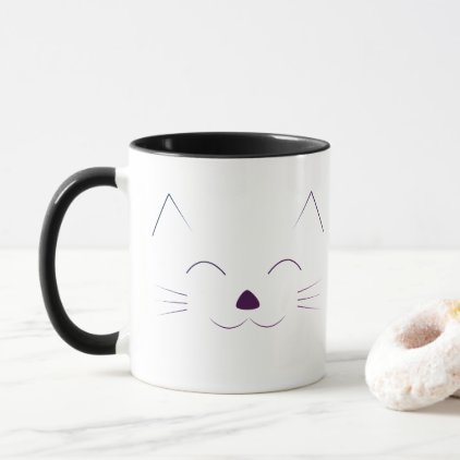 Cute Cat Face - purple Mug