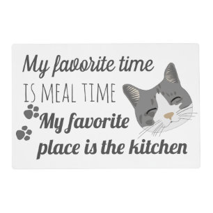 Cute Cat Face Quote Cat Food Meal Placemat