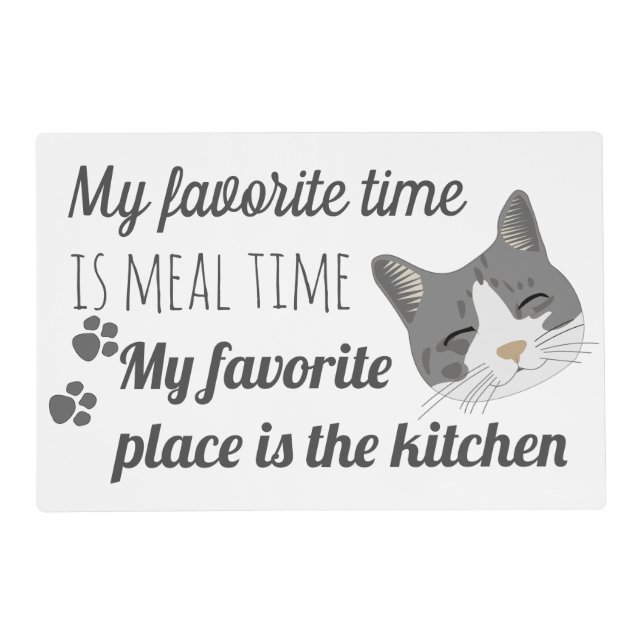 Cute Cat Face Quote Cat Food Meal Placemat (Front)