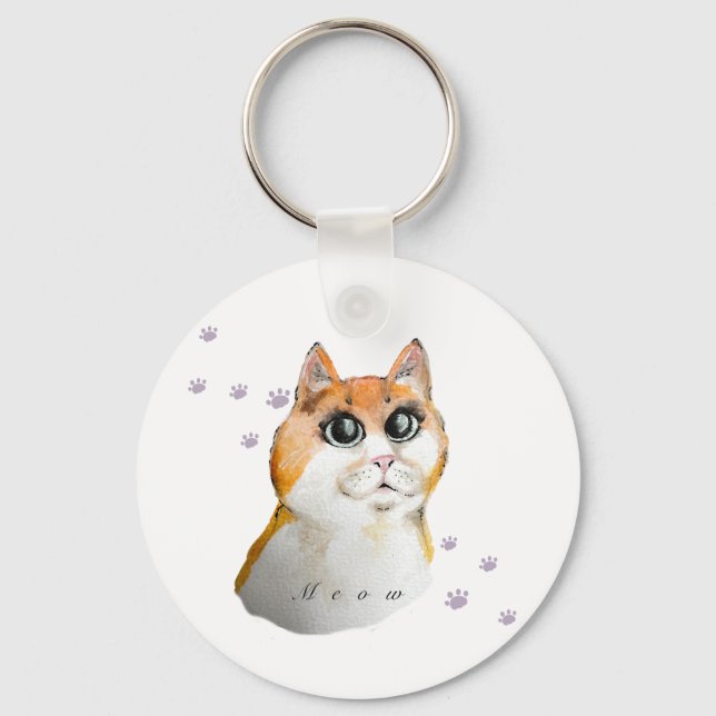 Cute Cat Face. Red cat.  Coffee Mug Postcard Keychain (Front)