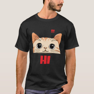 Cute Cat Face Short Sleeve T-Shirt   Unisex Black 