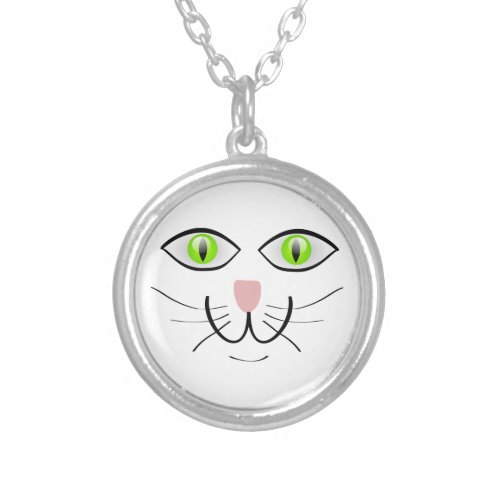 Cute Cat_Face  Silver Plated Necklace