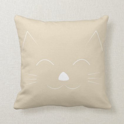 Cute Cat Face tan Throw Pillow