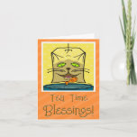 Cute Cat Face Tea Time Blessings Thinking Of You Card