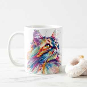 Cute Cat Face Vibrant Colors Coffee Mug