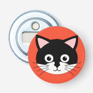 Cute Cat Face Vibrant Illustration Bottle Opener