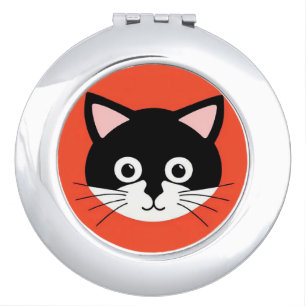 Cute Cat Face Vibrant Illustration Compact Mirror