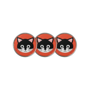 Cute Cat Face Vibrant Illustration Golf Ball Marker