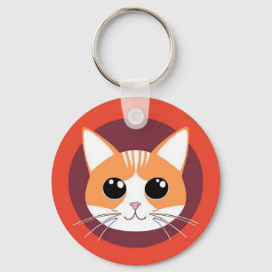 Cute Cat Face Vibrant Illustration Keychain