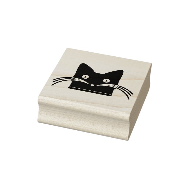 Cute Cat Face with Whiskers Art Stamp (Stamp)