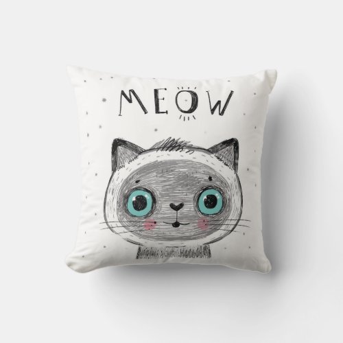 Cute Cat Face _ You are magical MEOW Throw Pillow