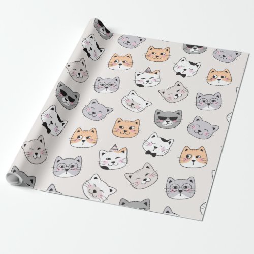 Cute Cat Faces Gift Wrap