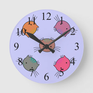 Cute Cat Faces Girls Wall Clock