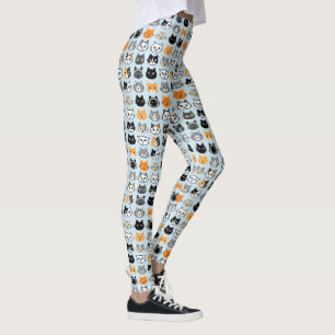 Cute Cat Faces Pattern Cool Cat Lover's Leggings