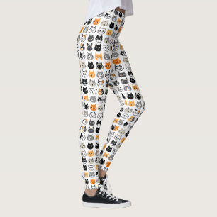 Cute Cat Faces Pattern   Cool Cat Lover's Leggings