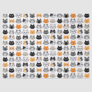 Cute Cat Faces Pattern   Cool Pet Kitty Cats Tissue Paper