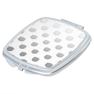 Cute Cat Faces Pattern Grey Mirror For Makeup