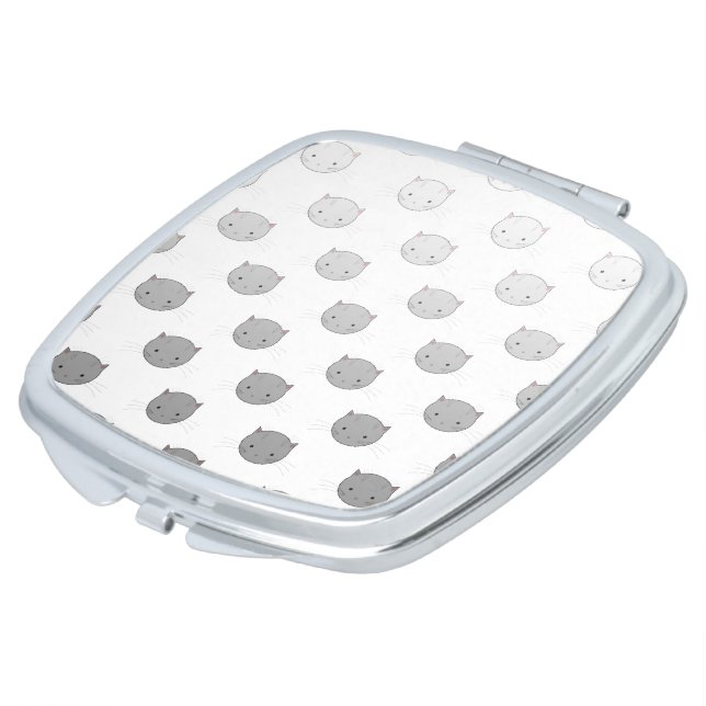 Cute Cat Faces Pattern Grey Mirror For Makeup (Turned)