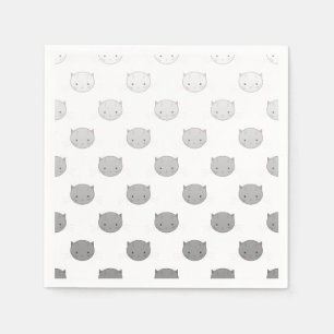 Cute Cat Faces Pattern Grey Napkins