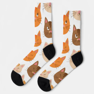 Cute Cat Faces Pattern Socks