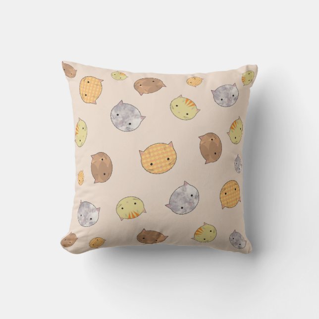 Cute Cat Faces Pillow for Kids (Front)