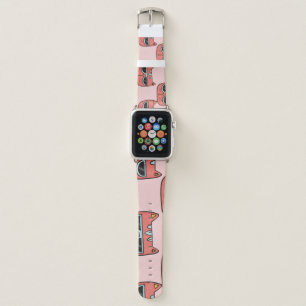 Cute cat faces, seamless pattern. apple watch band