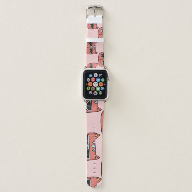 Cute cat faces, seamless pattern. apple watch band (Front)