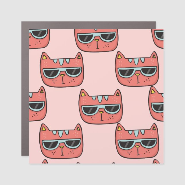 Cute cat faces, seamless pattern. car magnet (Front)
