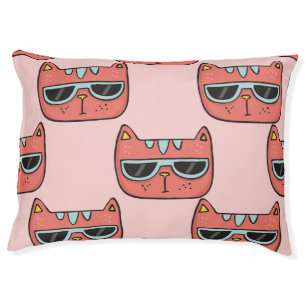 Cute cat faces, seamless pattern. pet bed