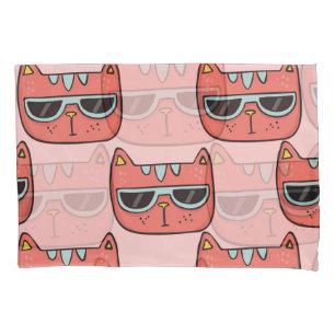Cute cat faces, seamless pattern. pillow case