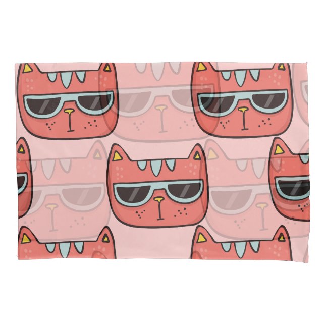 Cute cat faces, seamless pattern. pillow case (Front)