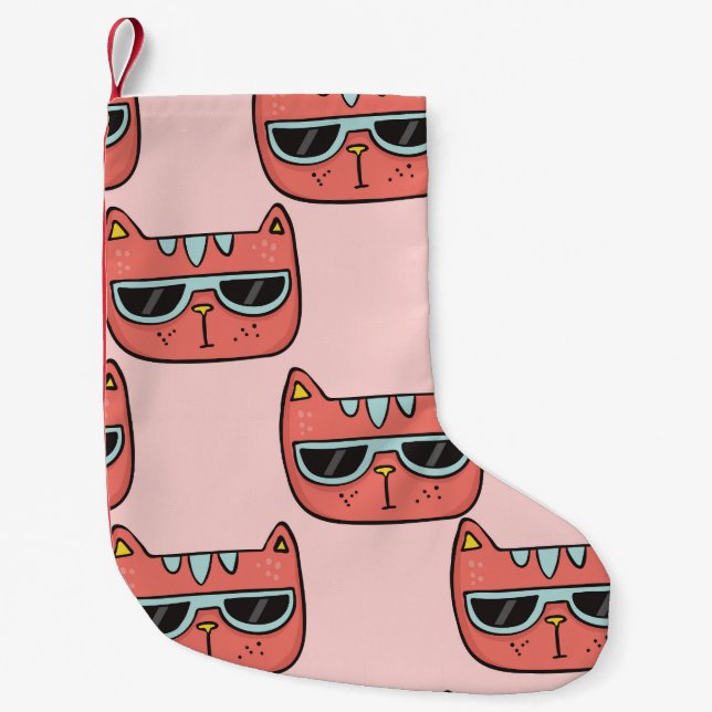 Cute cat faces, seamless pattern. small christmas stocking (Front)