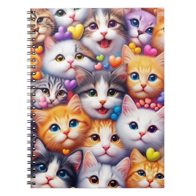 Cute Cat Faces Siral Notebook (Front)