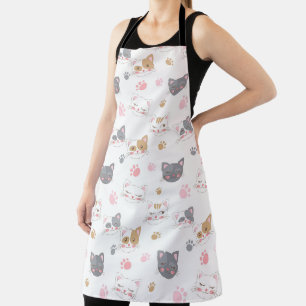 Cute cat faces smiling cats pattern apron
