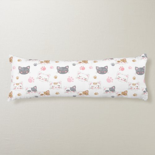 Cute cat faces smiling cats pattern body pillow