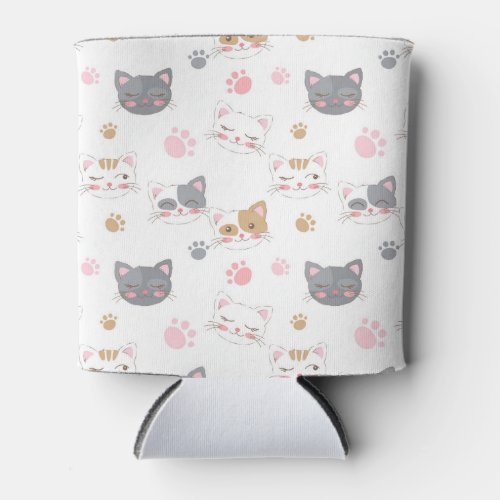 Cute cat faces smiling cats pattern can cooler